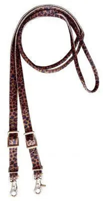 3/4" x 8ft Cheetah nylon contest rein with scissor snap end. Reins