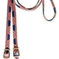 3/4" x 8ft American Flag nylon contest rein with scissor snap end Reins