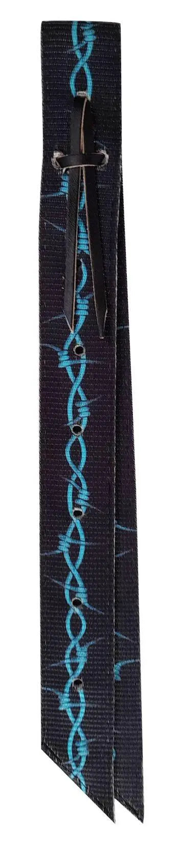 Premium Quality Black Nylon w/ Teal Barbwire Billet Horse