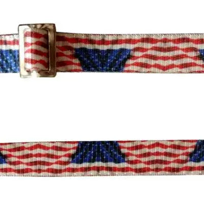 1" American Flag Print nylon adjustable bucket hanger with snap and ring Horse