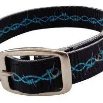 Black with Barbwire design nylon dog collar. Dog