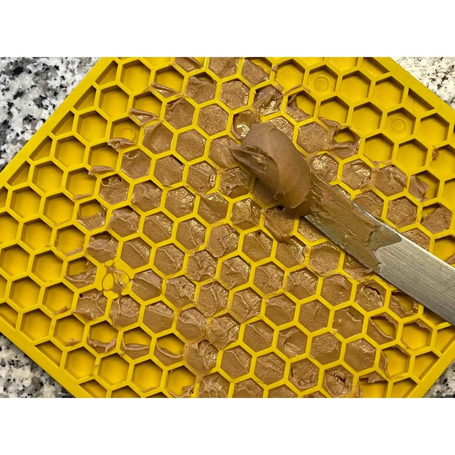 Honeycomb Design Emat Enrichment Licking Mat - Yellow - Dog