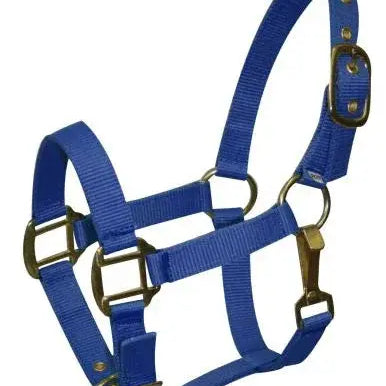 Pony size nylon halter is constructed of triple ply nylon with brass hardware Horse