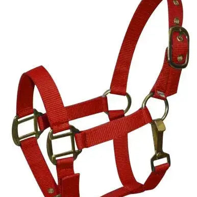 Pony size nylon halter is constructed of triple ply nylon with brass hardware Horse