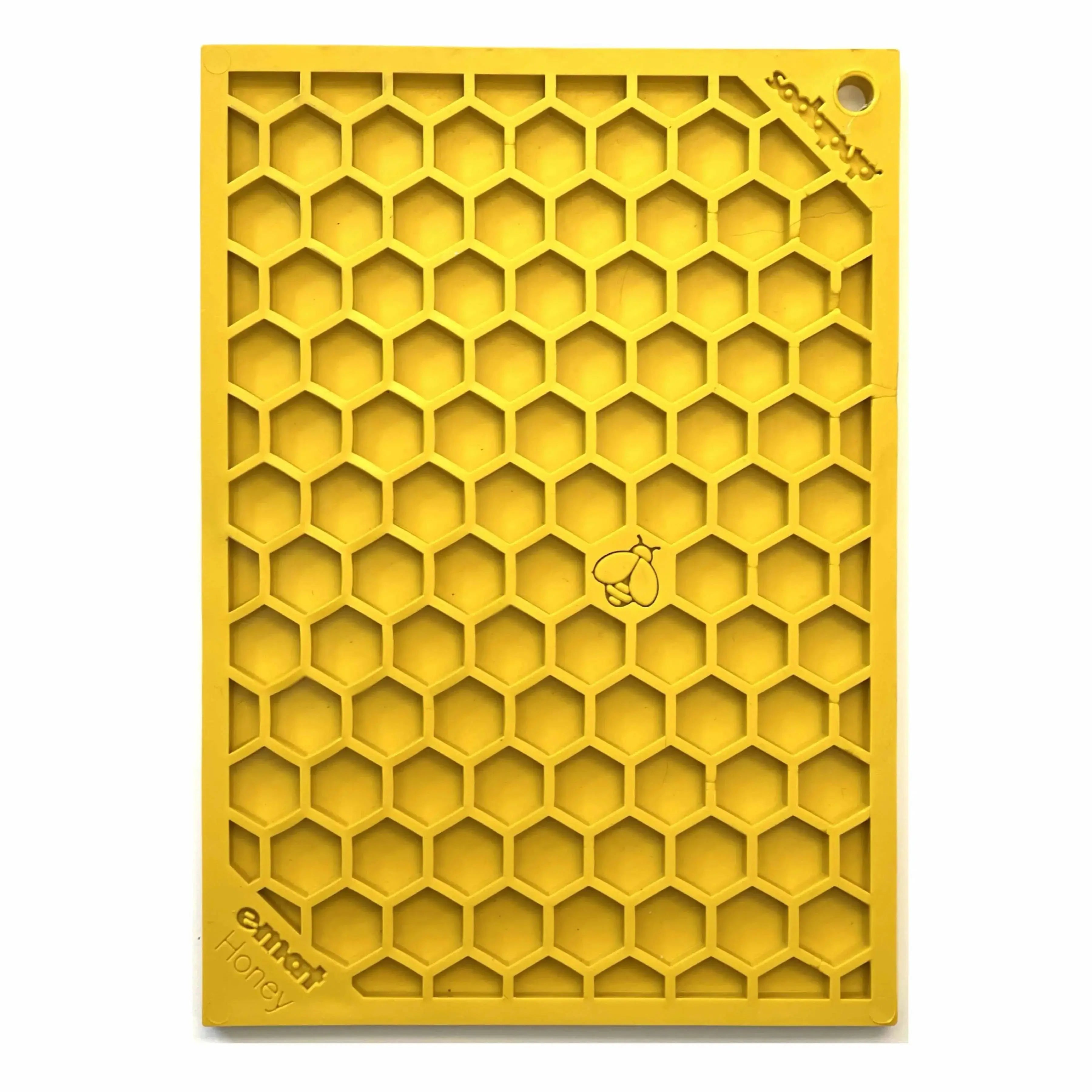 Honeycomb Design Emat Enrichment Licking Mat - Yellow - Dog