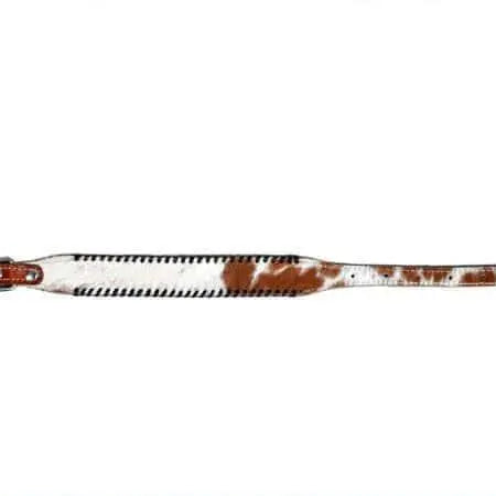 Leather dog collar with hair on cowhide with rawhide lacing Dog