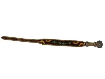 Hand Painted Sunflowers and arrow leather dog collar with copper buckle. Dog