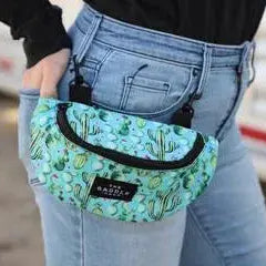 Teal cactus Saddle Sack hip pack with black trim