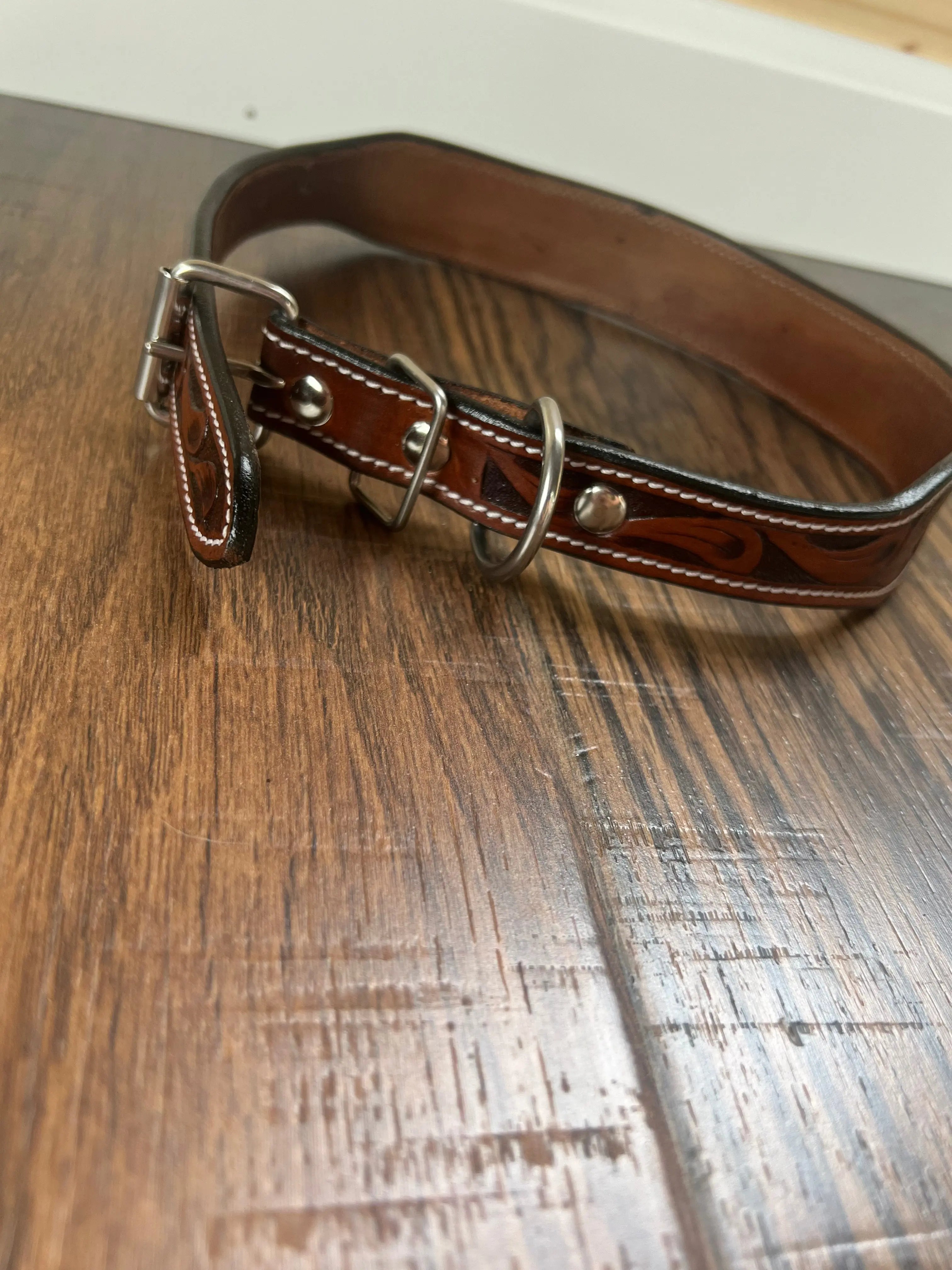 Leather Tooled Dog Collar Dog