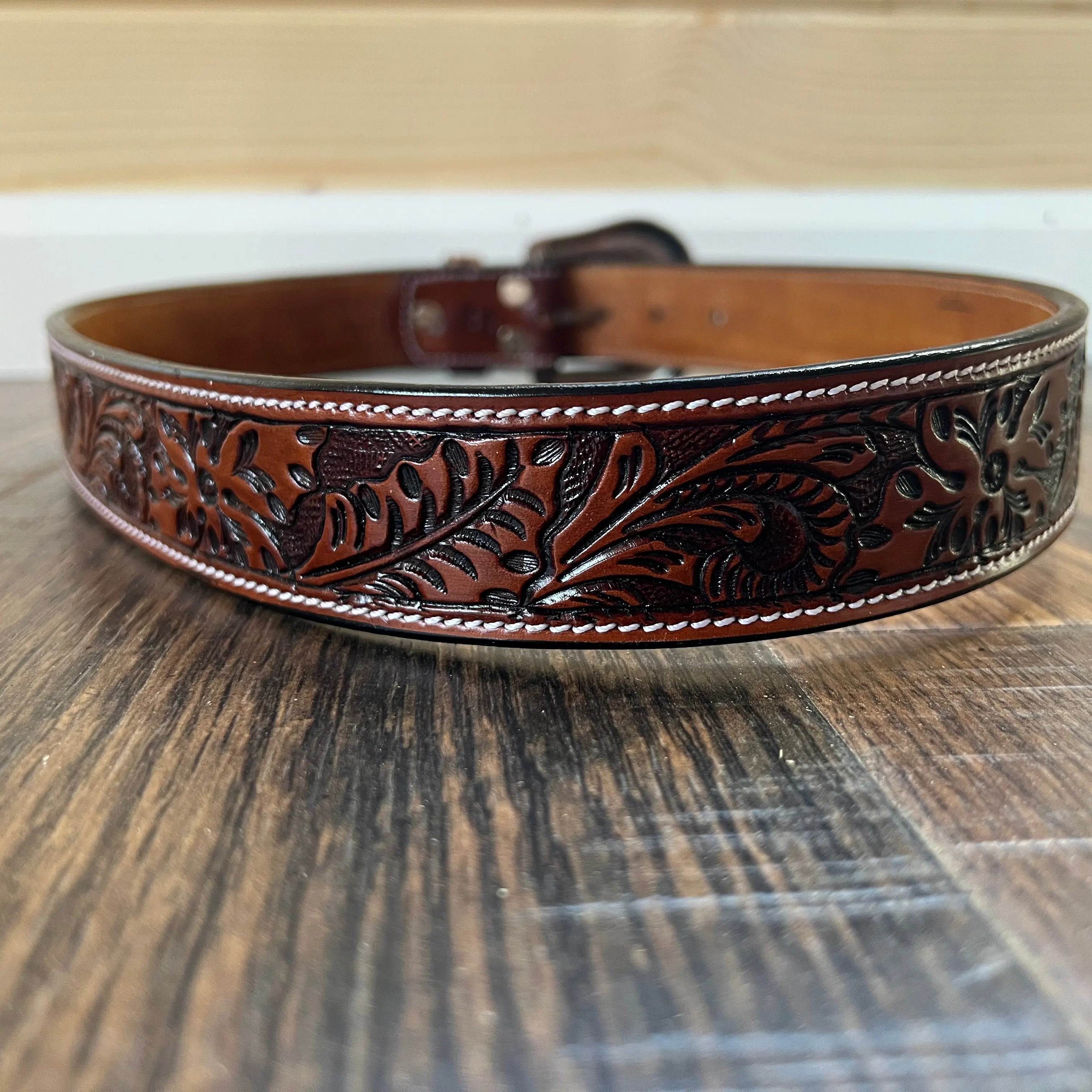 Handmade Leather Leaf Tooled Belt Belts