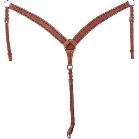 Harness leather breastcollar with dark brown buckstitch trim Horse
