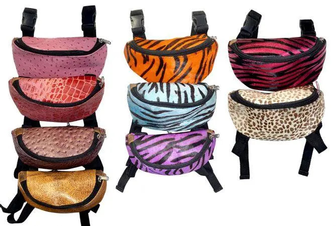 Assorted Prints and Colors Leather Saddle Pouch Horse