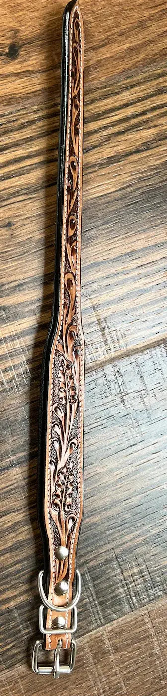 Handcrafted Padded Leather Tooled Dog Collar Dog