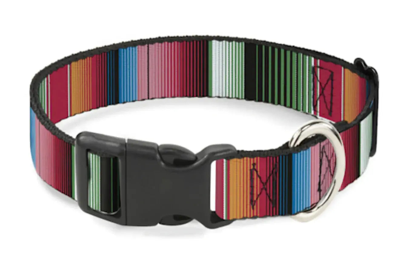 Buckle-Down Plastic Clip Collar Zarape Vertical Multi Color Stripe Dog