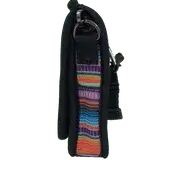 Black Horse Holster camera strap with orange purple blue stripes