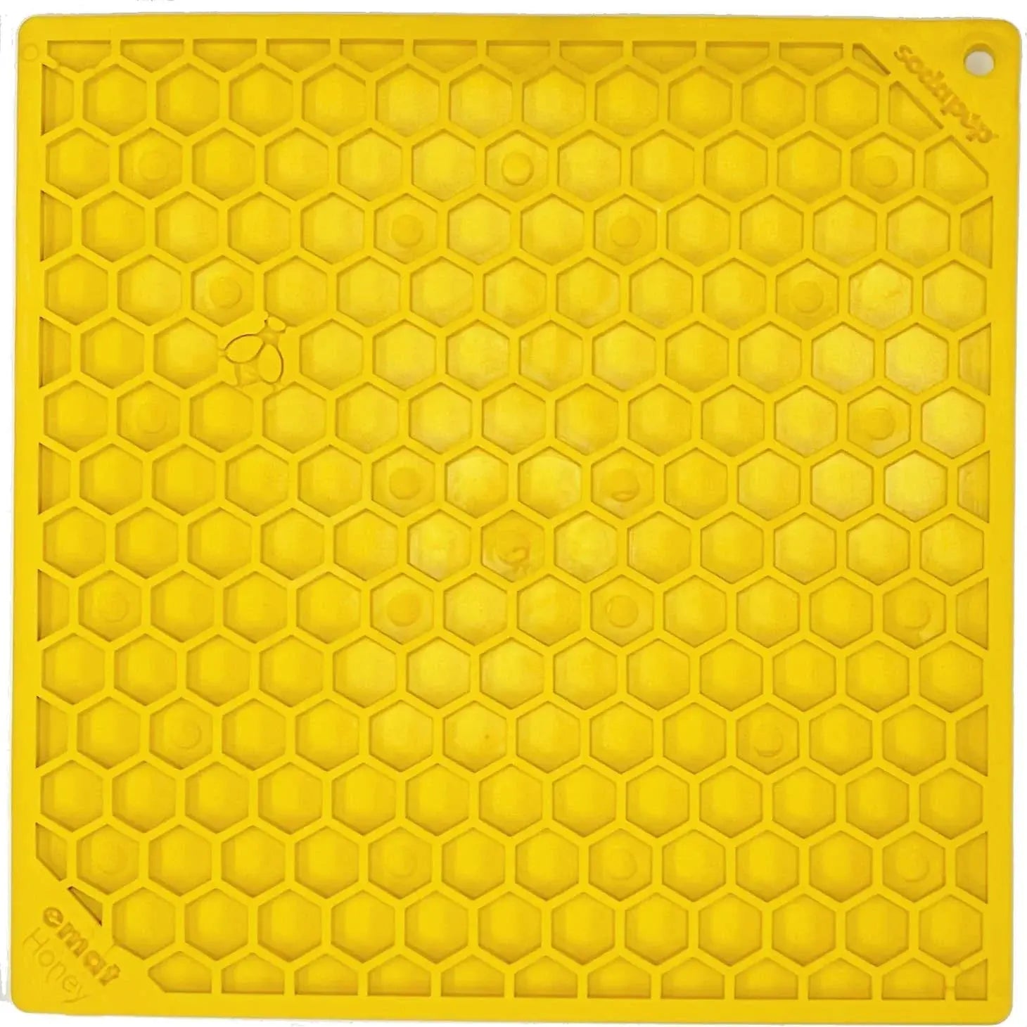 Honeycomb Design Emat Enrichment Licking Mat - Yellow - Dog