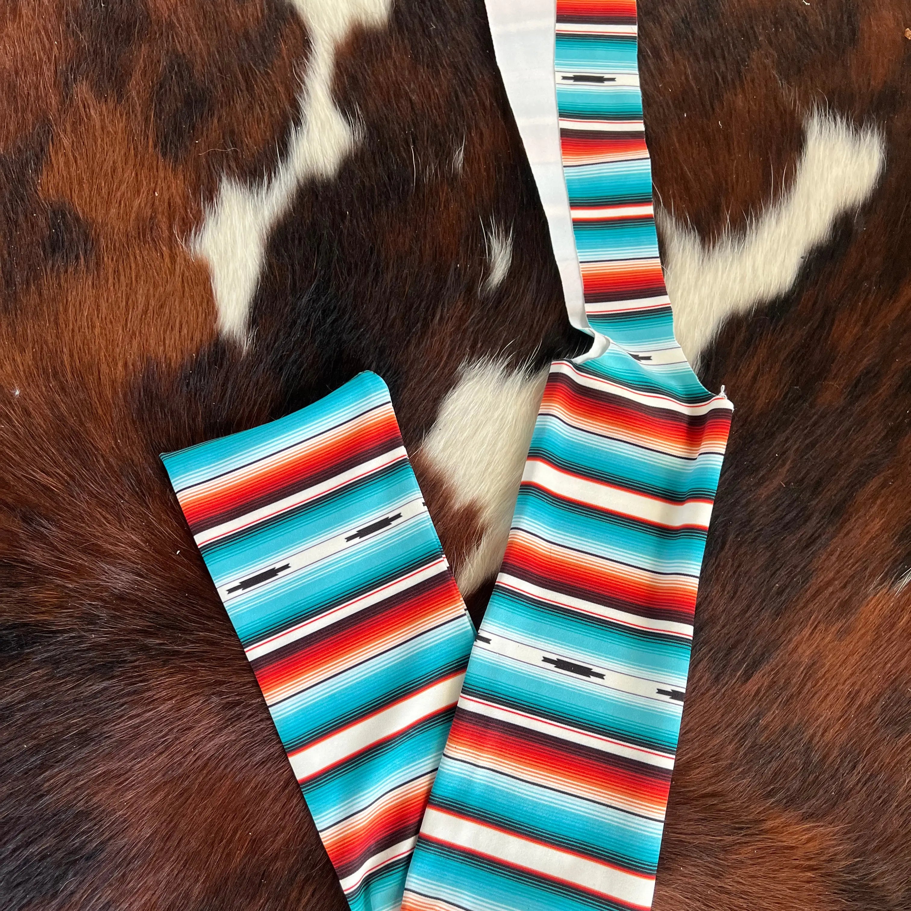 Teal Serape Southwest Lycra printed slip on tail bag