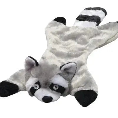 Stuffing Free Dog Toy with Squeaker - Pink, Green, and Gray, Red, Yellow Racoon Dog