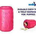 Sodapup Puppy Can Toy Durable Rubber Chew Toy & Treat Dispenser For Teething Pups dog chew