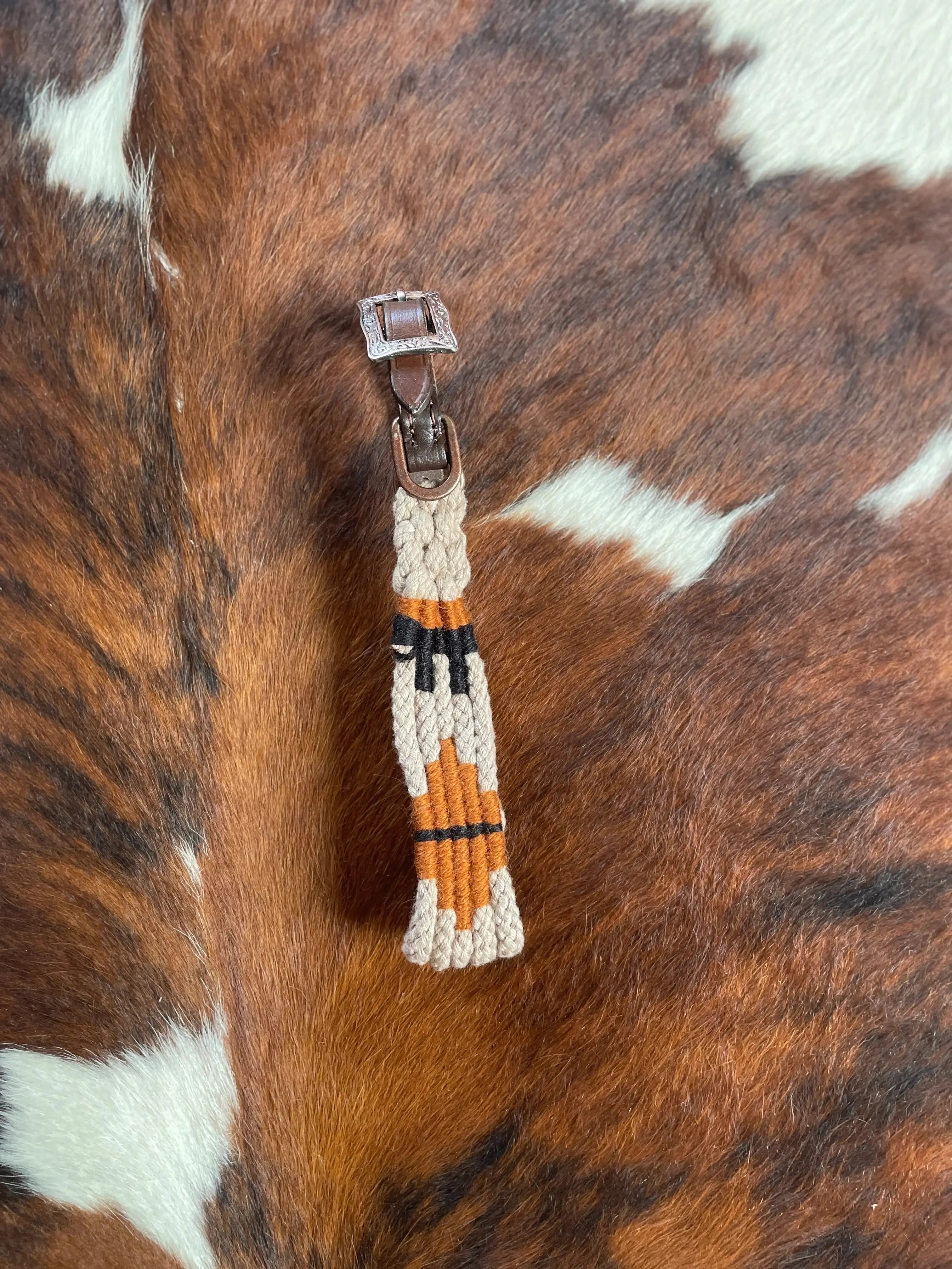 Corded Leather Dog Collar - Tan/Black Dog