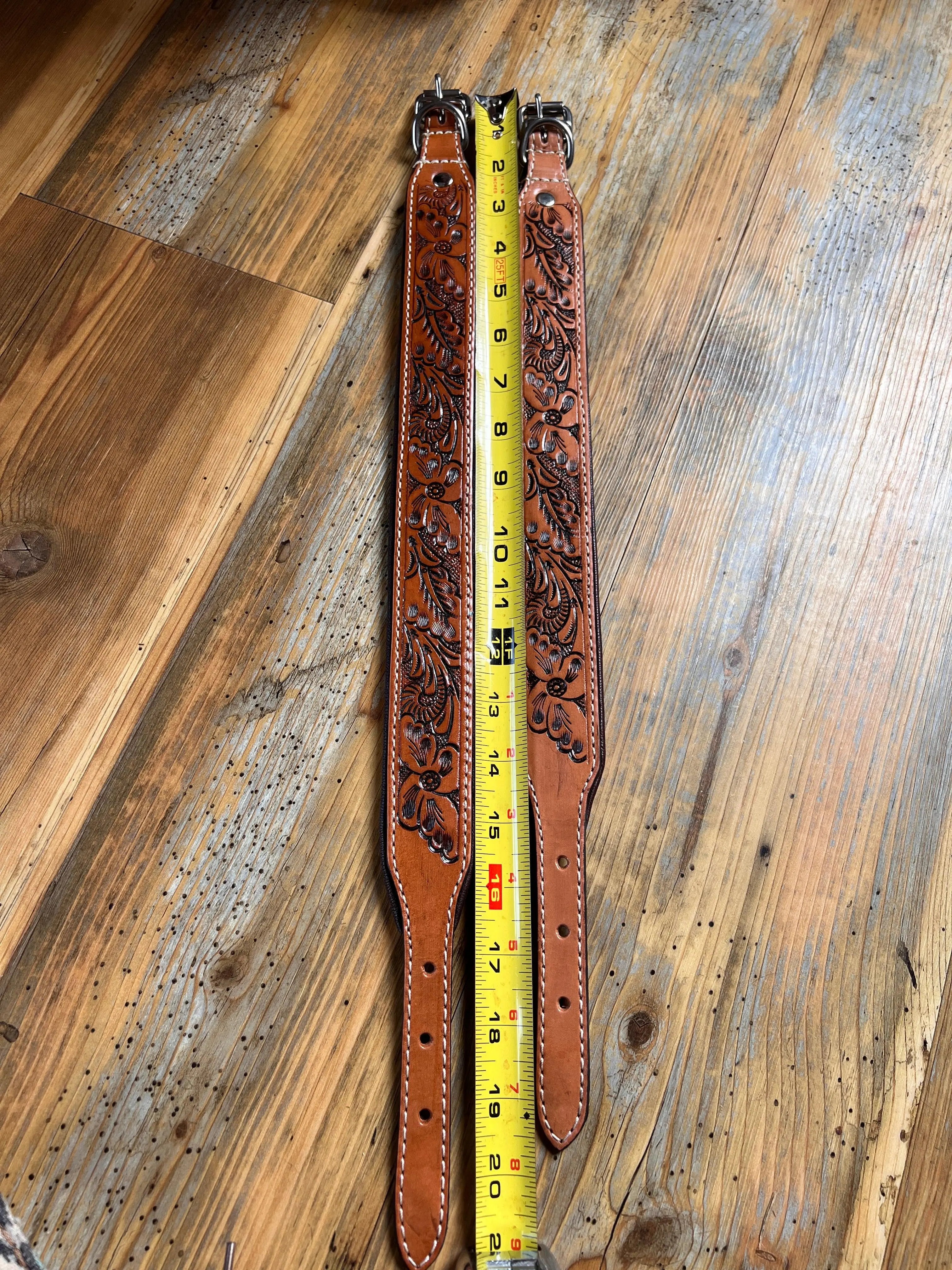 Tan hand tooled Dog collar