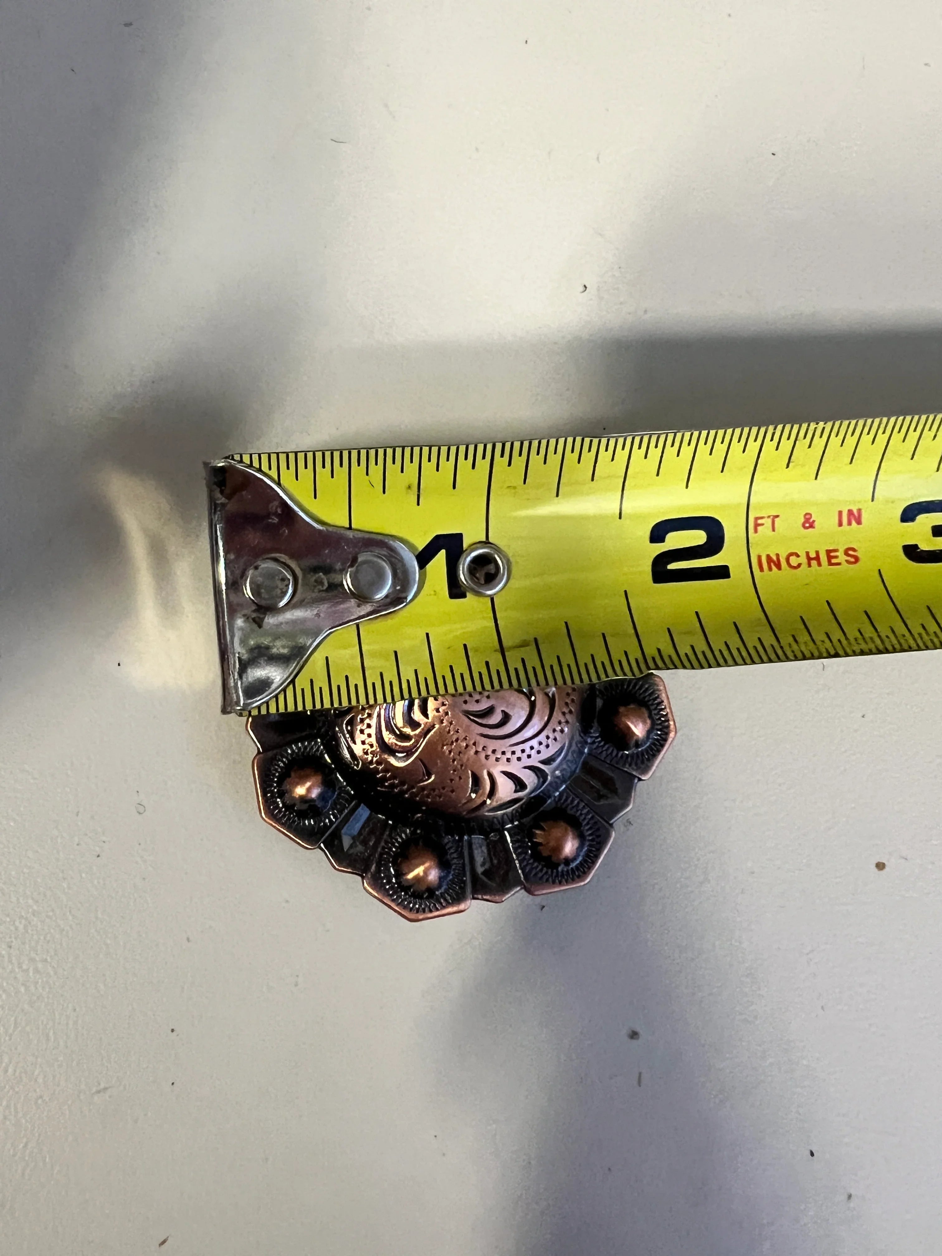 Copper octagon engraved concho with Screw- size