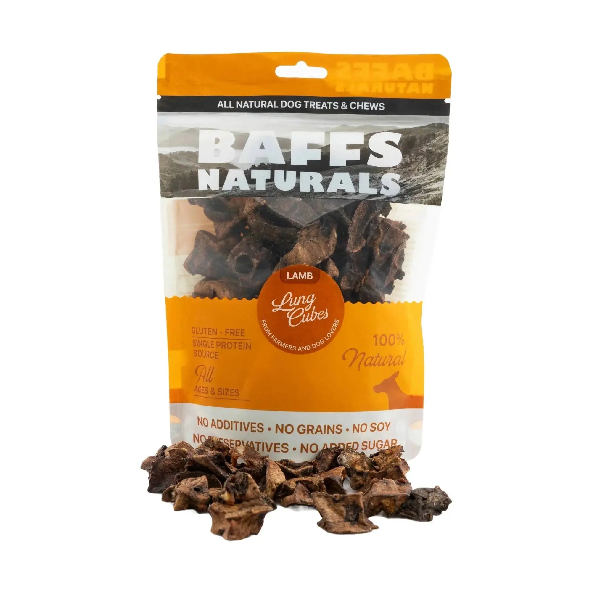 All-Natural Premium Lamb Lung Cubes Dog Chews (7oz Bag) Dog