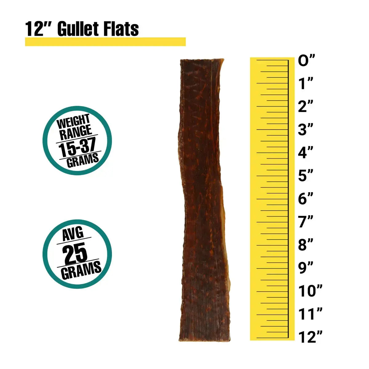 12-inch brown flat textured gullet jerky beef treat 15-37g