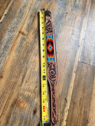 Aztec tooled leather Dog Collar