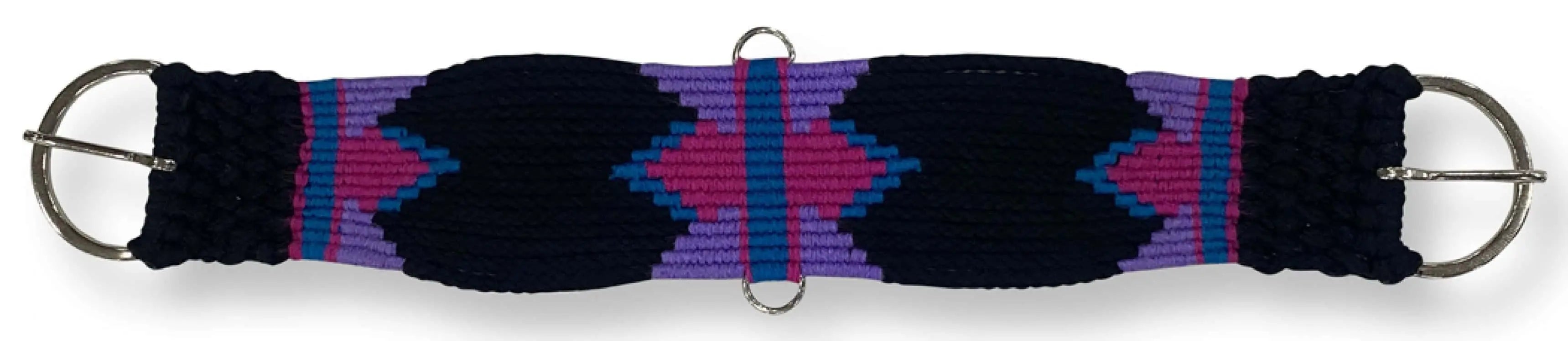 Black Multi Strand wool blend string girth with Aztec Design