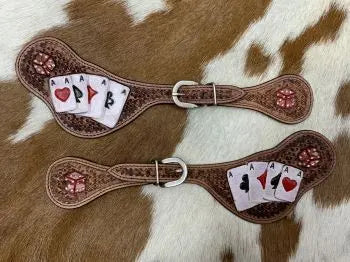 Rider's Luck Ladies Tooled Leather Spur Straps Horse