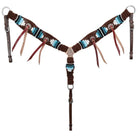 Teal pony hollow mohair one ear headstall with brown beaded halter