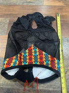 Yellow/Orange Aztec print accent horse size fly mask with ears