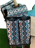 Teal & Orange Aztec Print Insulated Water Bottle Horn Bag