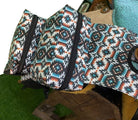 Teal & Orange Aztec Print Insulated Water Bottle Horn Bag