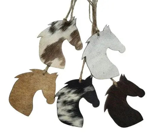Cowhide Western Leather Christmas Ornament - Horse Head - Sold Individually