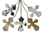 Cowhide Western Leather Christmas Ornament - Cross - Sold Individually