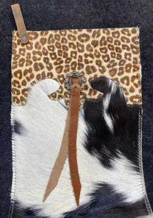 Black and white cowhide Christmas stocking with cheetah cuff