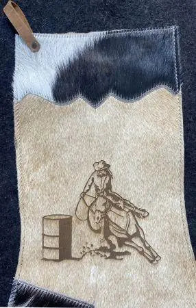 Barrel Racer Natural Cowhide Christmas Stocking