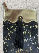 Gold Acid Wash Cowhide Leather Christmas Stocking