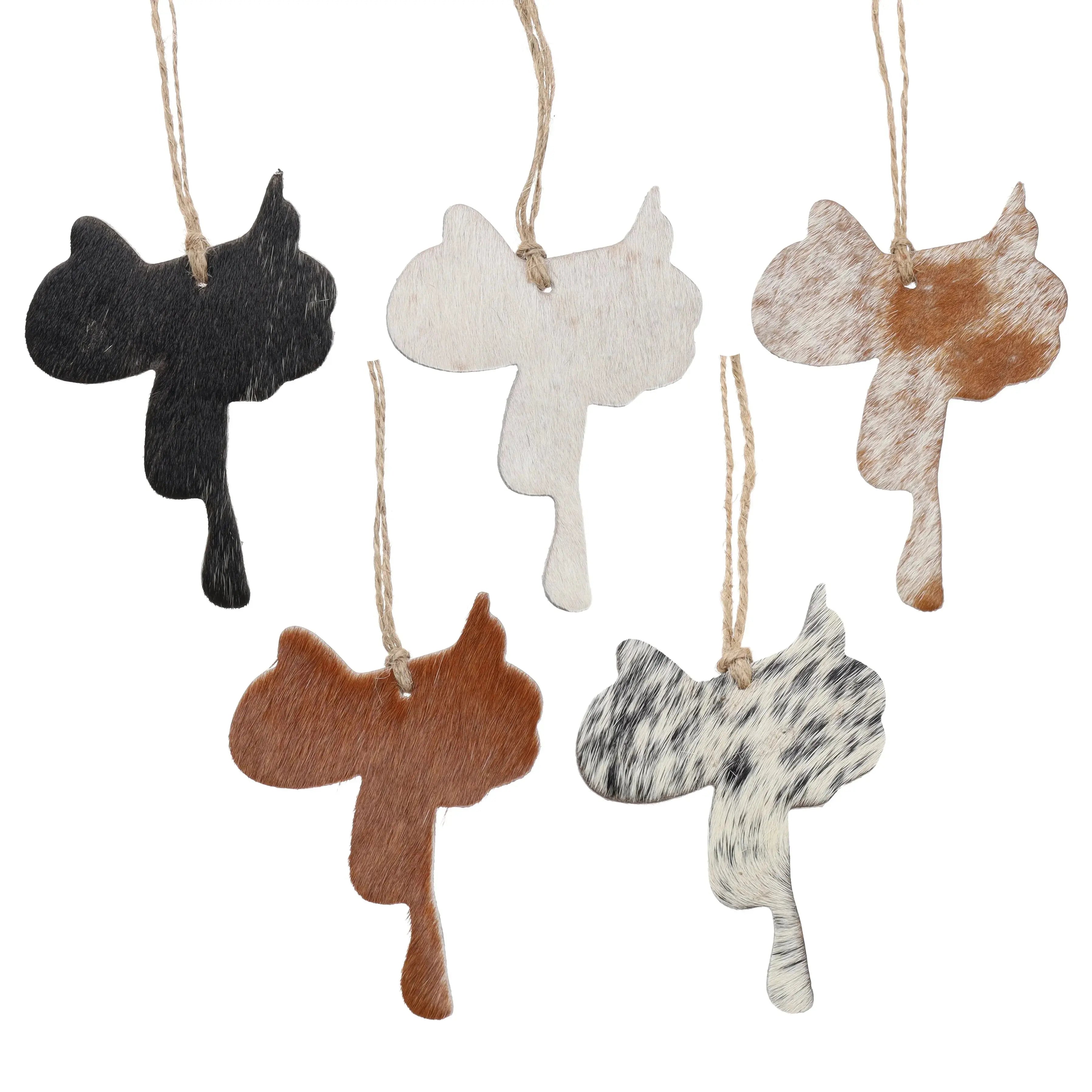 Cowhide Western Leather Christmas Ornament - Saddle - Sold Individually