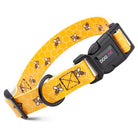 Dogline Biothane yellow dog collar with honeycomb bees and quick release buckle