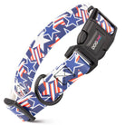 Dogline Biothane patriotic dog collar with stars, stripes, quick-release buckle