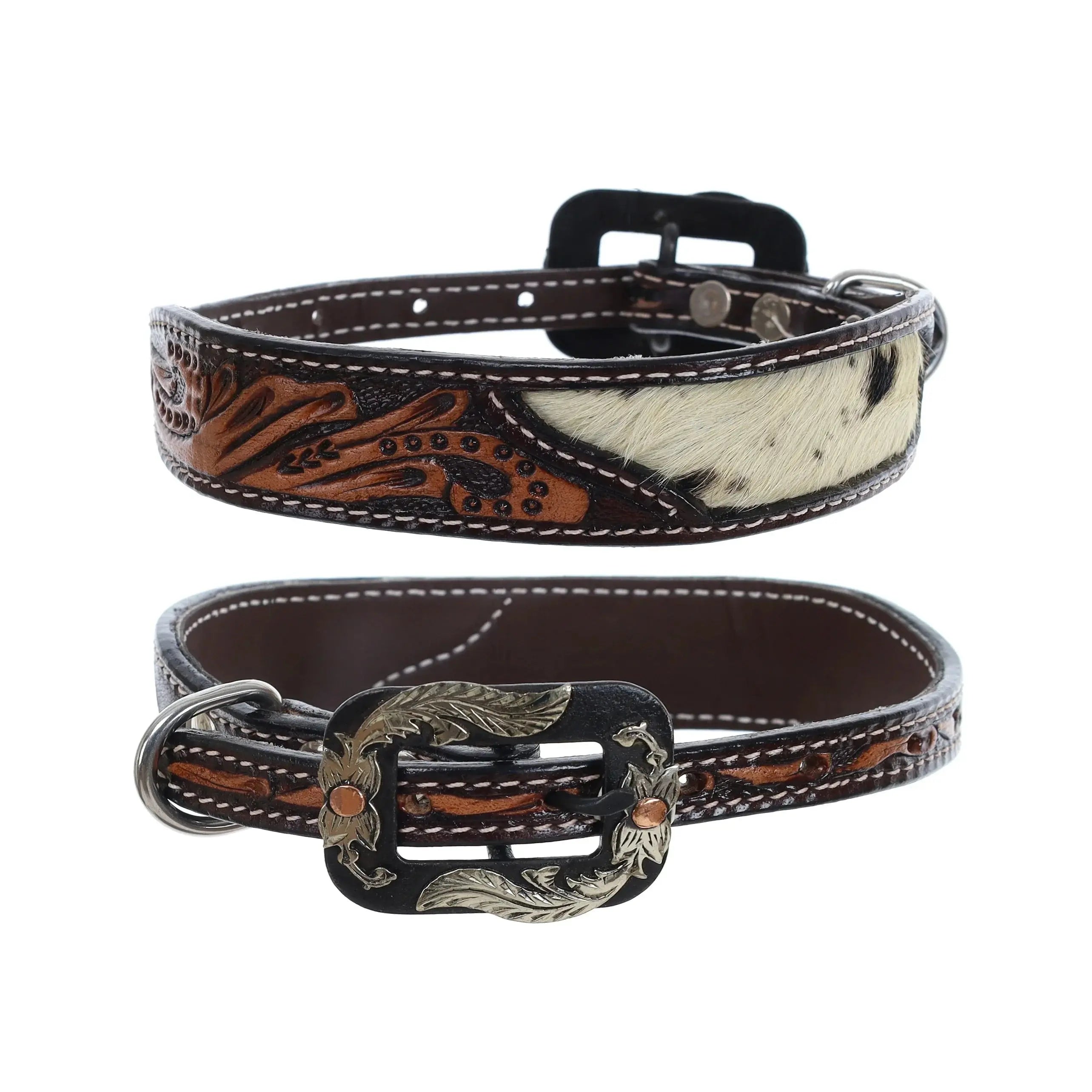 Cowhide and Tool Leather Dog Collar Dog