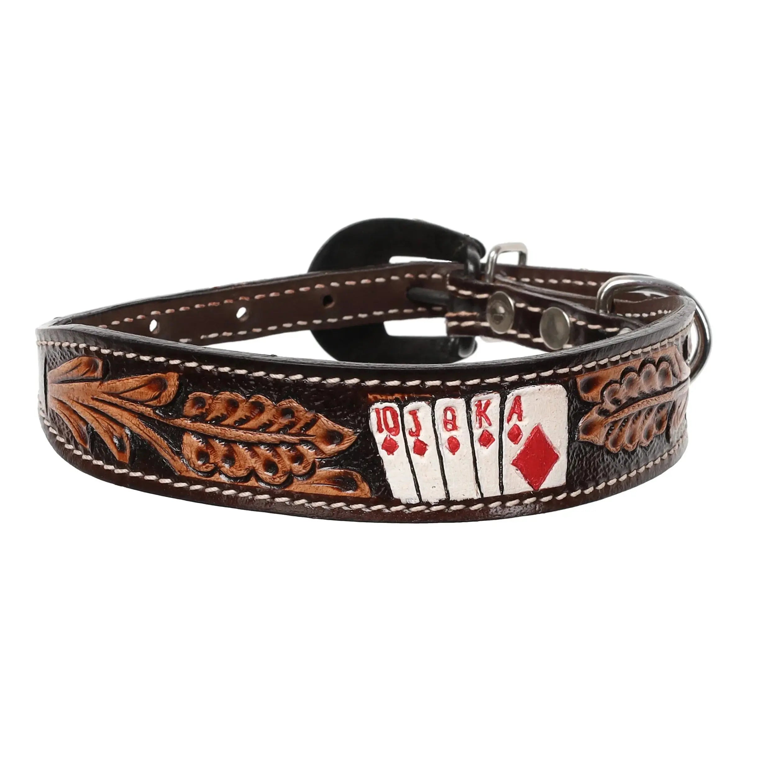 Diamond Flush Leather Dog Collar Dog