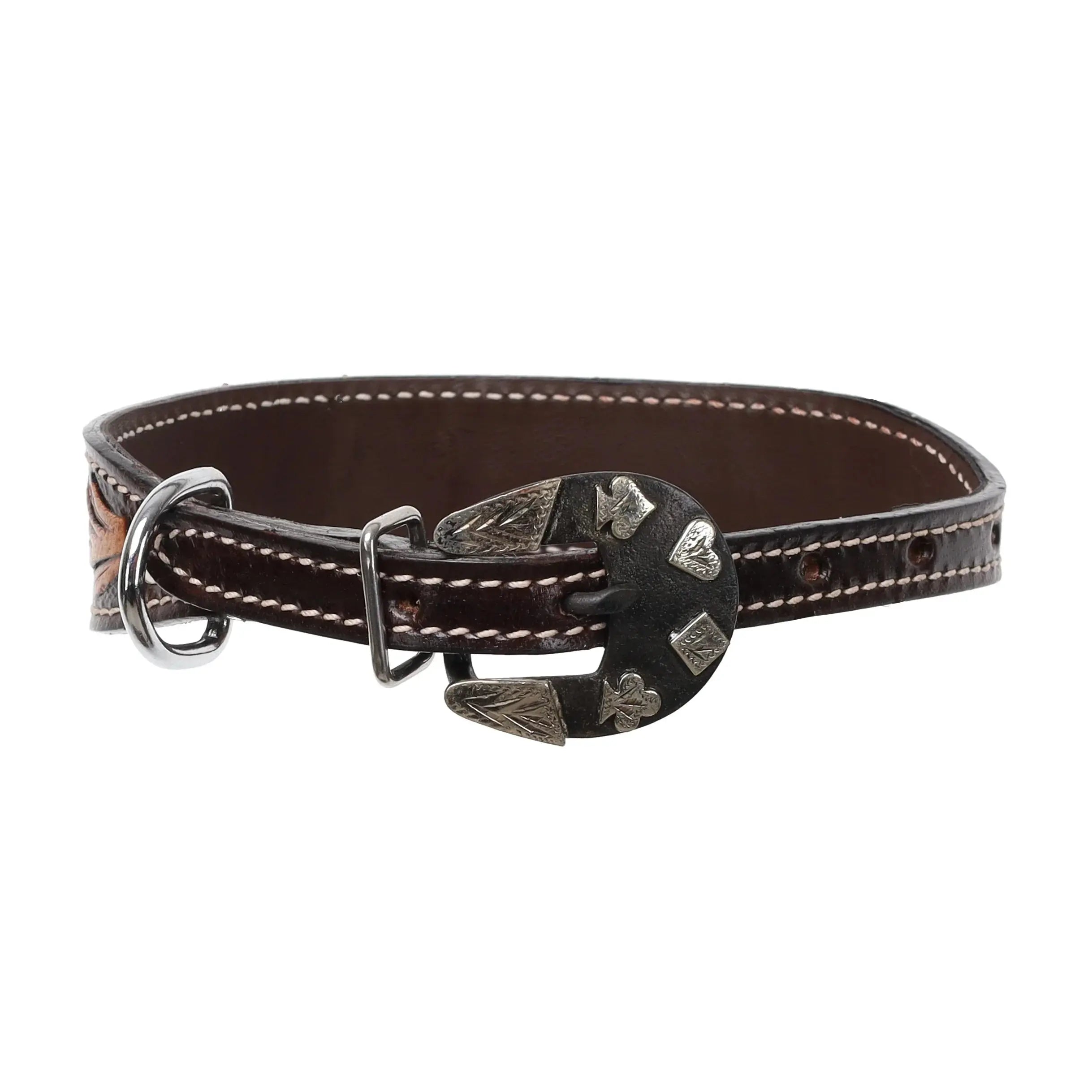 Diamond Flush Leather Dog Collar Dog