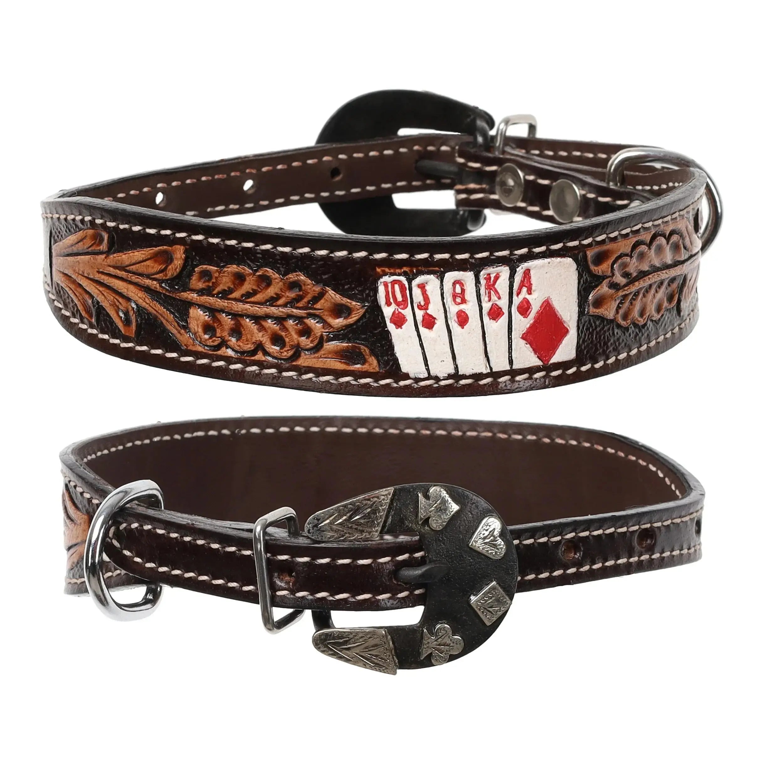 Diamond Flush Leather Dog Collar Dog