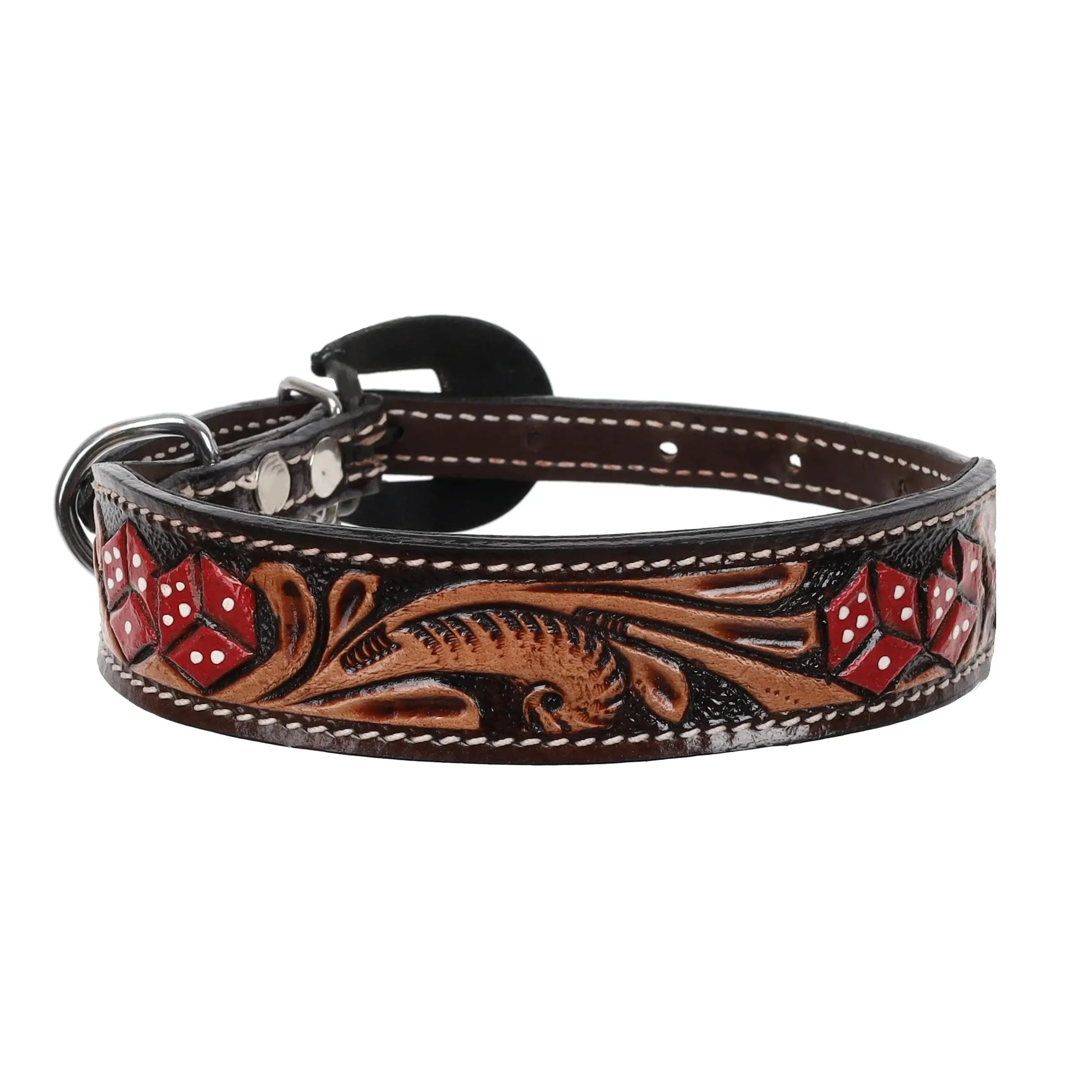 Dice Leather Dog Collar Dog
