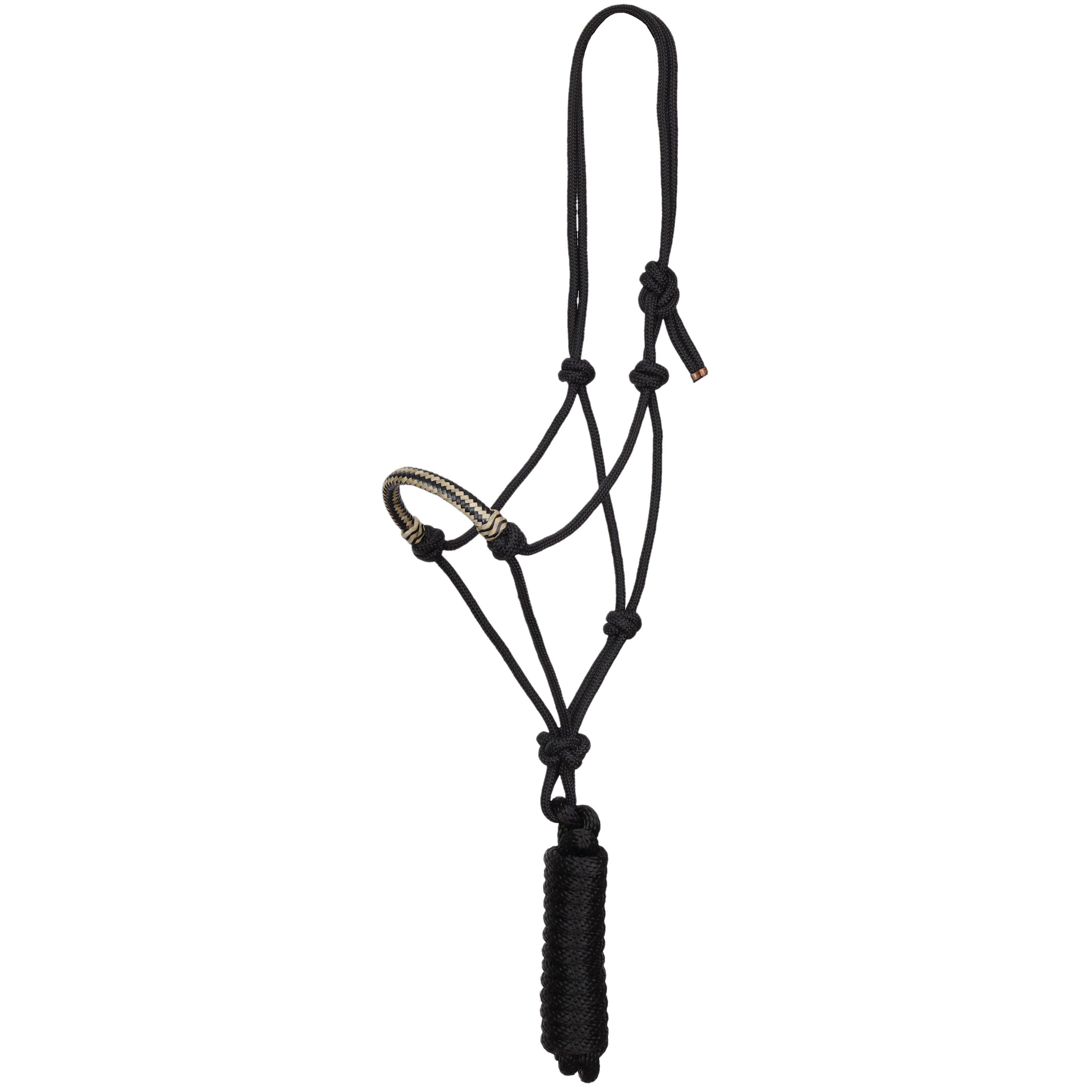Cowboy Knot Halter with Rawhide Nose - Natural &; Black