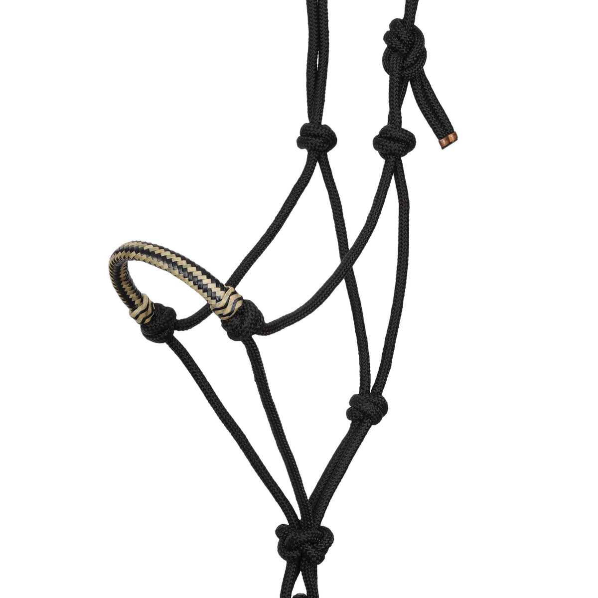 Cowboy Knot Halter with Rawhide Nose - Natural & Black